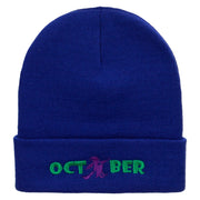 October Witch Embroidered 12 Inch Long Knitted Beanie