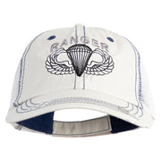 U.S. Army Paratrooper and Ranger Badge Embroidered Low Profile Special Cotton Mesh Cap - Putty OSFM