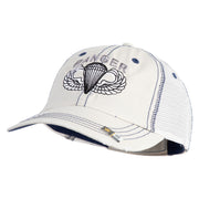 U.S. Army Paratrooper and Ranger Badge Embroidered Low Profile Special Cotton Mesh Cap - Putty OSFM