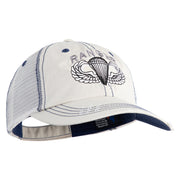 U.S. Army Paratrooper and Ranger Badge Embroidered Low Profile Special Cotton Mesh Cap - Putty OSFM