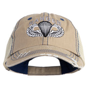 U.S. Army Paratrooper and Ranger Badge Embroidered Low Profile Special Cotton Mesh Cap - Khaki OSFM