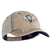 U.S. Army Paratrooper and Ranger Badge Embroidered Low Profile Special Cotton Mesh Cap - Khaki OSFM