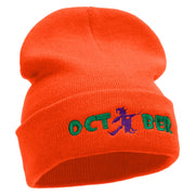 October Witch Embroidered 12 Inch Long Knitted Beanie