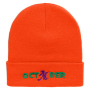 October Witch Embroidered 12 Inch Long Knitted Beanie