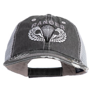 U.S. Army Paratrooper and Ranger Badge Embroidered Low Profile Special Cotton Mesh Cap - Black OSFM