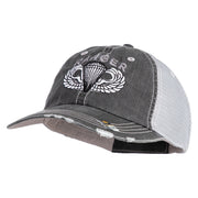 U.S. Army Paratrooper and Ranger Badge Embroidered Low Profile Special Cotton Mesh Cap - Black OSFM