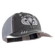 U.S. Army Paratrooper and Ranger Badge Embroidered Low Profile Special Cotton Mesh Cap - Black OSFM