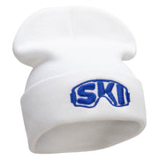 Ski Goggles Embroidered 12 Inch Long Knitted Beanie