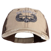 U.S. Army Air Assualt Badge Embroidered Low Profile Special Cotton Mesh Cap - Khaki-Brown OSFM
