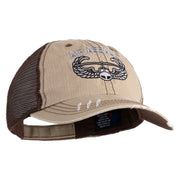 U.S. Army Air Assualt Badge Embroidered Low Profile Special Cotton Mesh Cap - Khaki-Brown OSFM