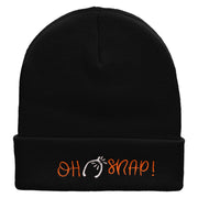 Oh Snap Embroidered 12 Inch Long Knitted Beanie