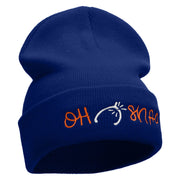 Oh Snap Embroidered 12 Inch Long Knitted Beanie