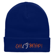 Oh Snap Embroidered 12 Inch Long Knitted Beanie