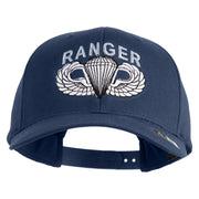 U.S. Army Paratrooper and Ranger Badge Embroidered Retro Cotton Blend Snapback Cap - Navy OSFM