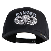 U.S. Army Paratrooper and Ranger Badge Embroidered Retro Cotton Blend Snapback Cap - Black OSFM