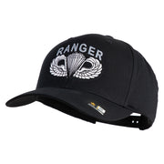 U.S. Army Paratrooper and Ranger Badge Embroidered Retro Cotton Blend Snapback Cap - Black OSFM
