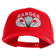 U.S. Army Paratrooper and Ranger Badge Embroidered Retro Cotton Blend Snapback Cap - Red OSFM