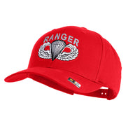 U.S. Army Paratrooper and Ranger Badge Embroidered Retro Cotton Blend Snapback Cap - Red OSFM