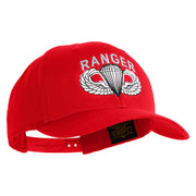U.S. Army Paratrooper and Ranger Badge Embroidered Retro Cotton Blend Snapback Cap - Red OSFM