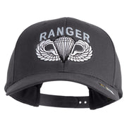 U.S. Army Paratrooper and Ranger Badge Embroidered Retro Cotton Blend Snapback Cap - Charcoal OSFM