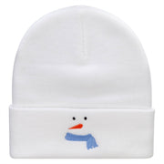 Minimal Snowman Embroidered 12 Inch Long Knitted Beanie