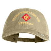 U.S. Army 45th Infantry Brigade Combat Team Embroidered Washed Solid Pigment Dyed Cotton Twill Brass Buckle Cap - Khaki OSFM