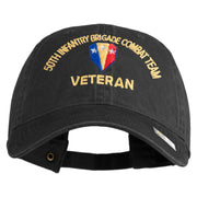 U.S. Army 50th Infantry Brigade Combat Team Embroidered Washed Solid Pigment Dyed Cotton Twill Brass Buckle Cap - Black OSFM