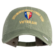 U.S. Army 50th Infantry Brigade Combat Team Embroidered Washed Solid Pigment Dyed Cotton Twill Brass Buckle Cap - Olive OSFM