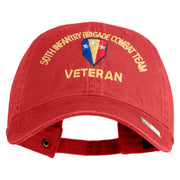 U.S. Army 50th Infantry Brigade Combat Team Embroidered Washed Solid Pigment Dyed Cotton Twill Brass Buckle Cap - Red OSFM