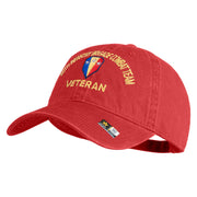 U.S. Army 50th Infantry Brigade Combat Team Embroidered Washed Solid Pigment Dyed Cotton Twill Brass Buckle Cap - Red OSFM