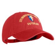 U.S. Army 50th Infantry Brigade Combat Team Embroidered Washed Solid Pigment Dyed Cotton Twill Brass Buckle Cap - Red OSFM