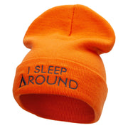 I Sleep Around Embroidered 12 Inch Long Knitted Beanie