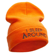 I Sleep Around Embroidered 12 Inch Long Knitted Beanie