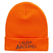 I Sleep Around Embroidered 12 Inch Long Knitted Beanie