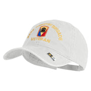 U.S. Army 53rd Infantry Brigade Embroidered Washed Solid Pigment Dyed Cotton Twill Brass Buckle Cap - White OSFM