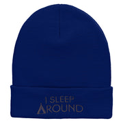 I Sleep Around Embroidered 12 Inch Long Knitted Beanie