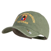 U.S. Army 53rd Infantry Brigade Embroidered Washed Solid Pigment Dyed Cotton Twill Brass Buckle Cap - Olive OSFM