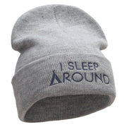 I Sleep Around Embroidered 12 Inch Long Knitted Beanie