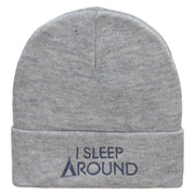 I Sleep Around Embroidered 12 Inch Long Knitted Beanie