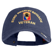 U.S. Army 53rd Infantry Brigade Embroidered Washed Solid Pigment Dyed Cotton Twill Brass Buckle Cap - Navy OSFM