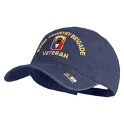 U.S. Army 53rd Infantry Brigade Embroidered Washed Solid Pigment Dyed Cotton Twill Brass Buckle Cap - Navy OSFM