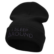 I Sleep Around Embroidered 12 Inch Long Knitted Beanie