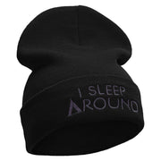 I Sleep Around Embroidered 12 Inch Long Knitted Beanie