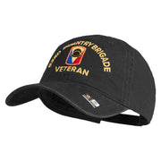 U.S. Army 53rd Infantry Brigade Embroidered Washed Solid Pigment Dyed Cotton Twill Brass Buckle Cap - Black OSFM