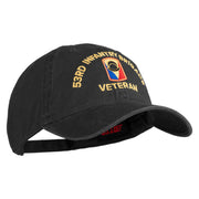 U.S. Army 53rd Infantry Brigade Embroidered Washed Solid Pigment Dyed Cotton Twill Brass Buckle Cap - Black OSFM