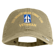 U.S. Army 76th Infantry Brigade Combat Team Embroidered Washed Solid Pigment Dyed Cotton Twill Brass Buckle Cap - Khaki OSFM