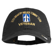 U.S. Army 76th Infantry Brigade Combat Team Embroidered Washed Solid Pigment Dyed Cotton Twill Brass Buckle Cap - Black OSFM