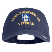 U.S. Army 76th Infantry Brigade Combat Team Embroidered Washed Solid Pigment Dyed Cotton Twill Brass Buckle Cap - Navy OSFM