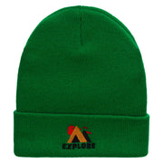 Explore Embroidered 12 Inch Solid Long Beanie Made in USA