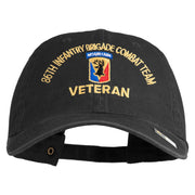 U.S. Army 86th Infantry Brigade Combat Team Embroidered Washed Solid Pigment Dyed Cotton Twill Brass Buckle Cap - Black OSFM